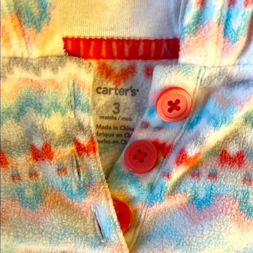 Carter's Colorful Patterned One Piece Fleece 3M - Picture 3 of 8